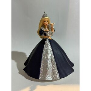 Hallmark Keepsake Barbie Millennium Princess Ornament 1999 Blue Silver Gown Box